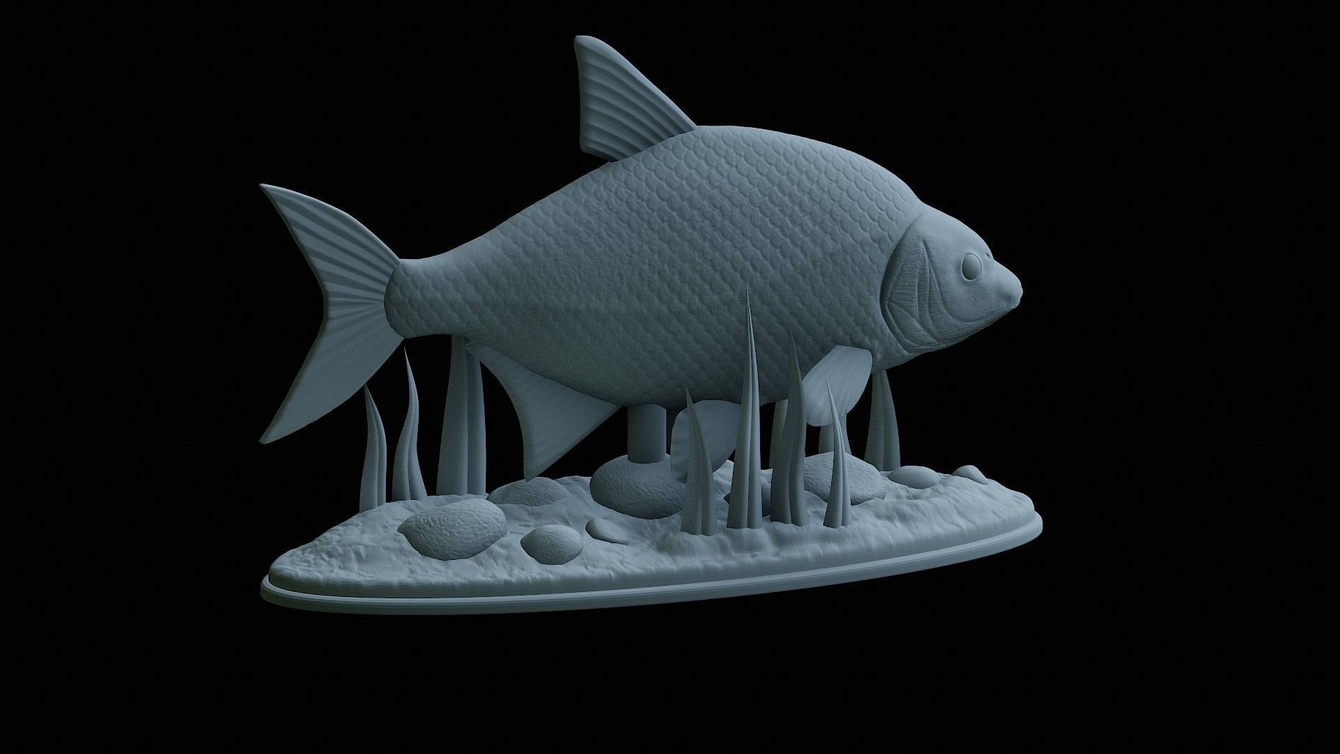 fish Common bream statue underwater detailed texture 3D print model_11