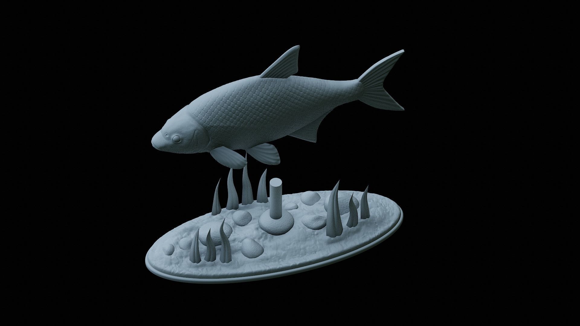 fish Common bream statue underwater detailed texture 3D print model_15