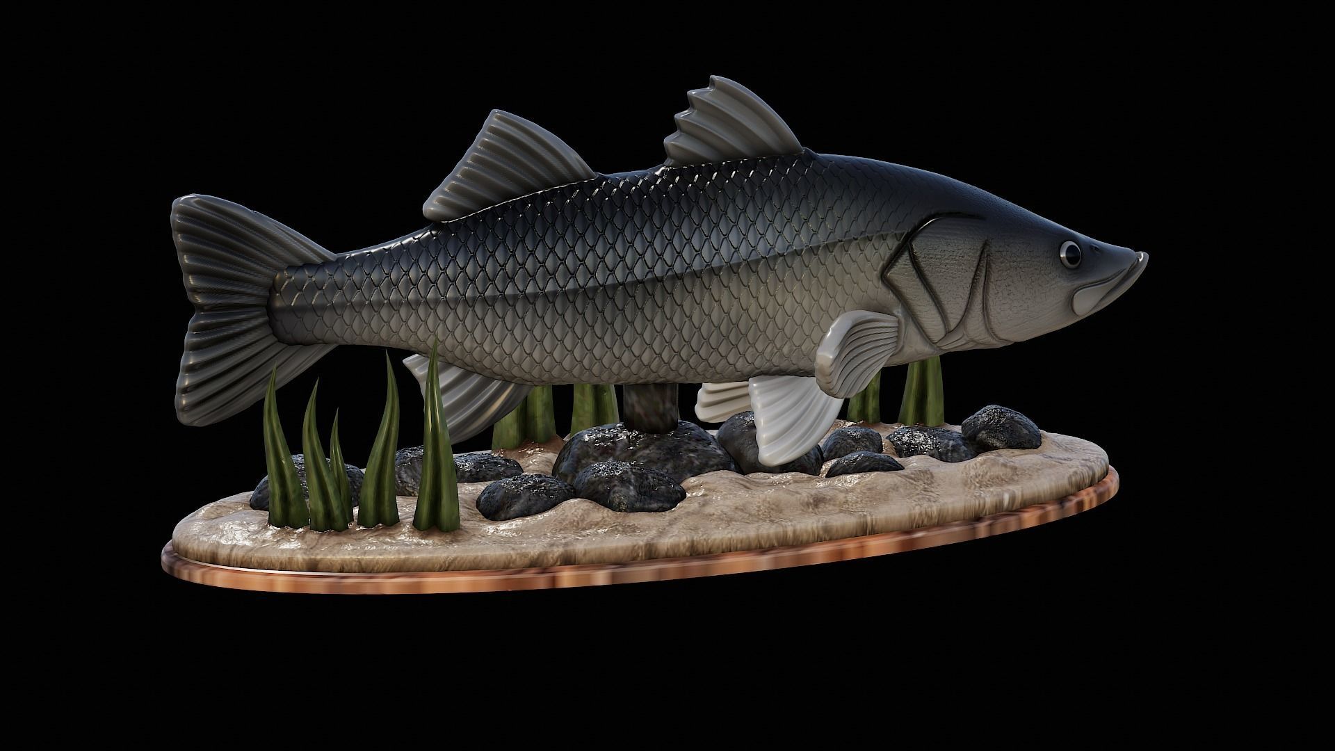 fish black snook statue underwater detailed texture 3D print model_4