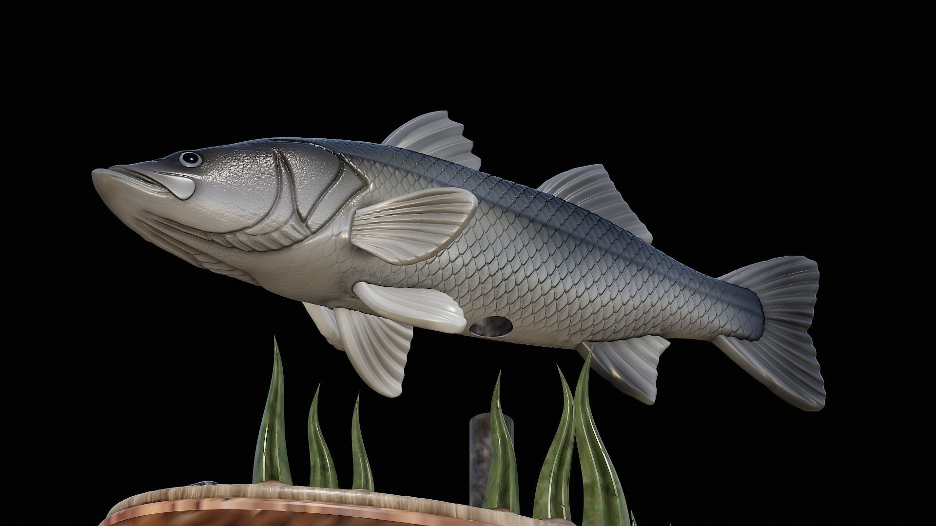 fish black snook statue underwater detailed texture 3D print model_19