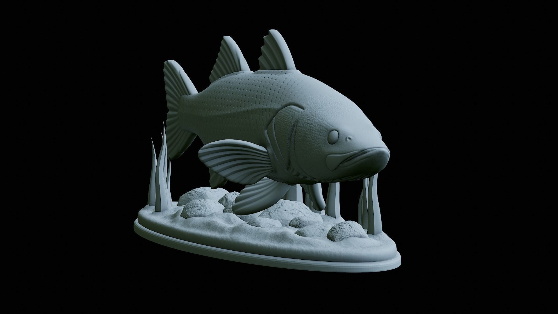 fish black snook statue underwater detailed texture 3D print model_28