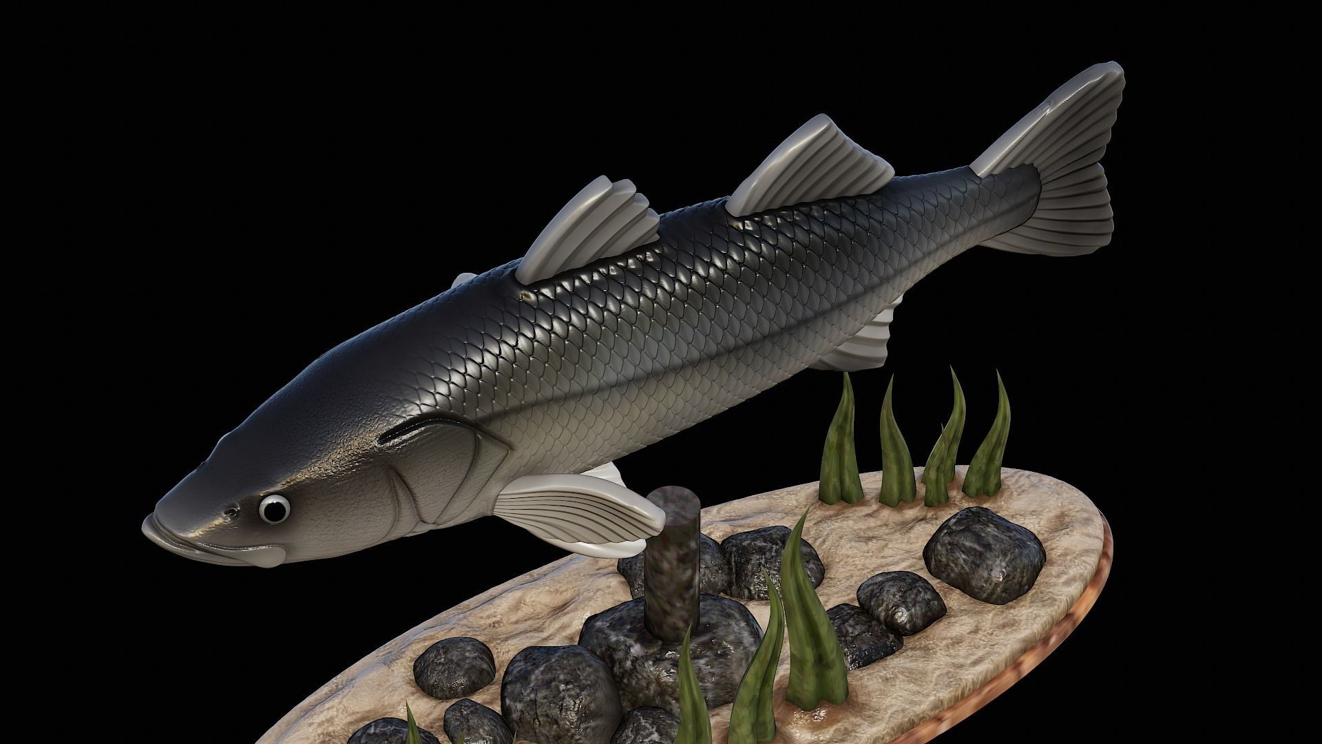 fish black snook statue underwater detailed texture 3D print model_18