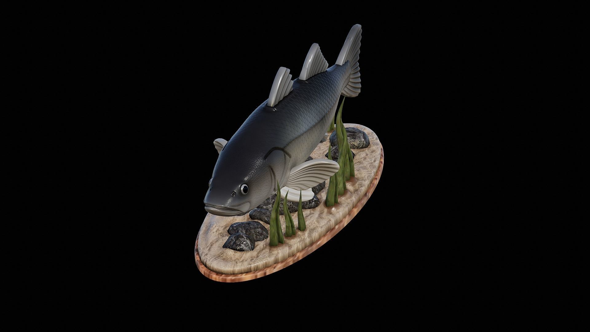 fish black snook statue underwater detailed texture 3D print model_13