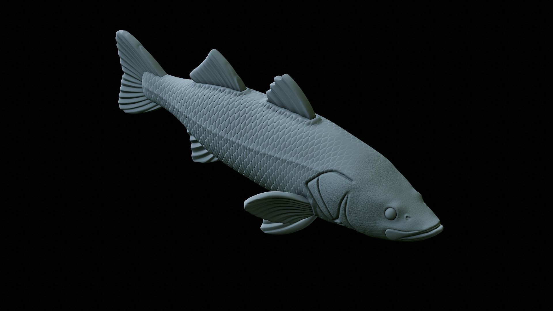 fish black snook statue underwater detailed texture 3D print model_42