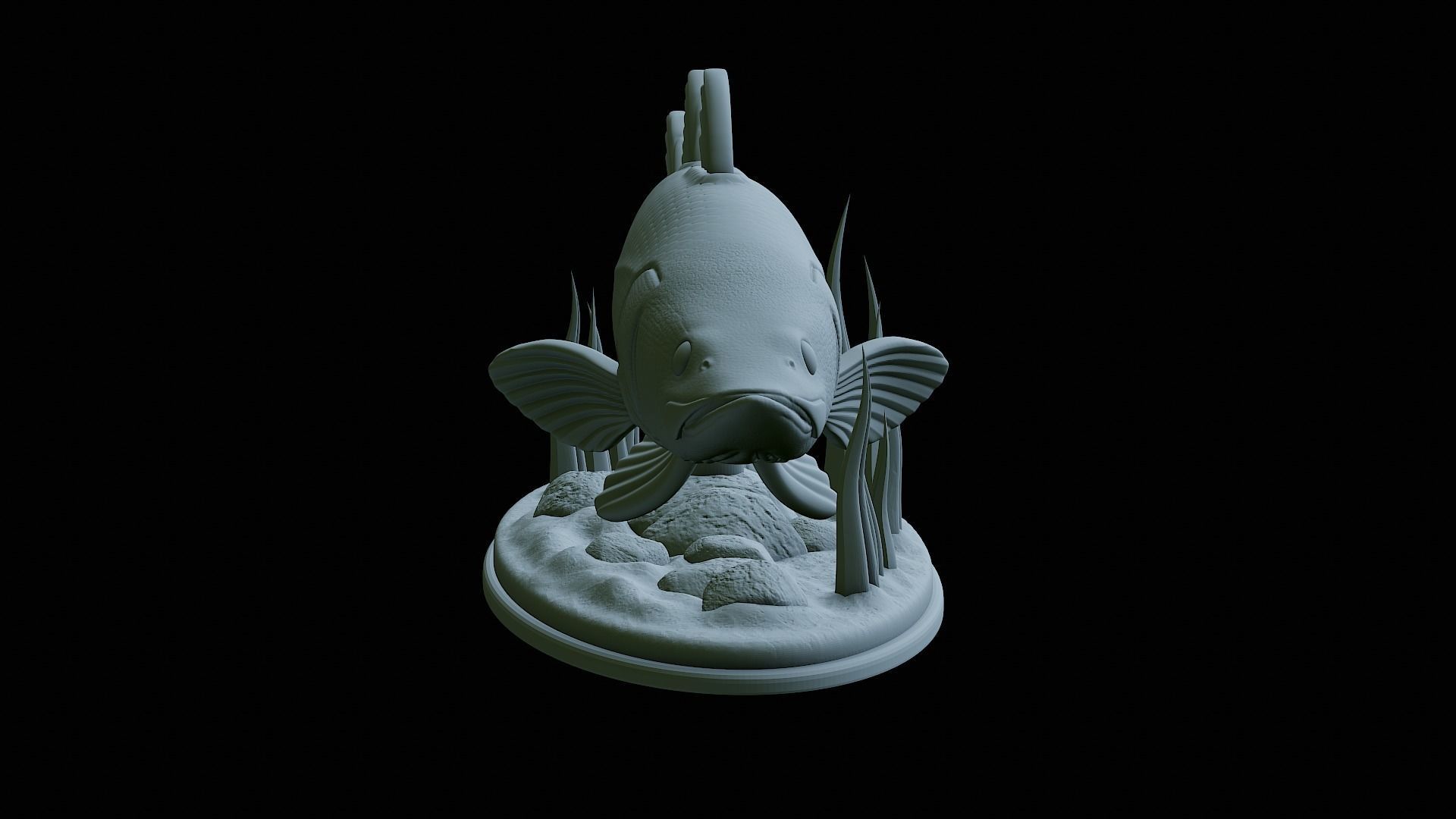 fish black snook statue underwater detailed texture 3D print model_27