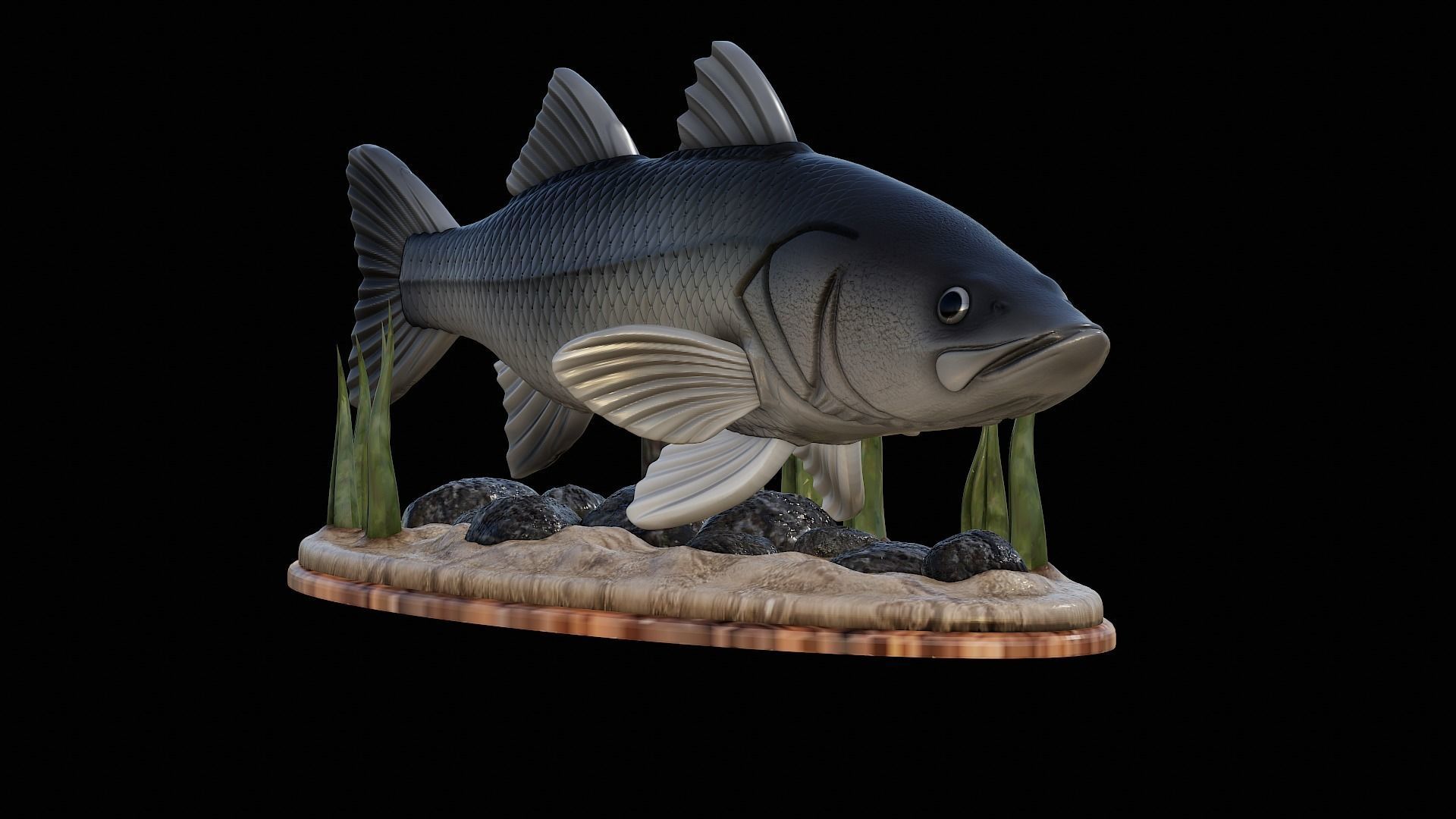 fish black snook statue underwater detailed texture 3D print model_45