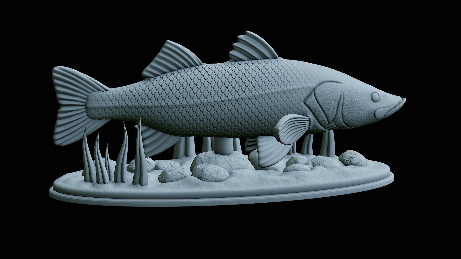 fish black snook statue underwater detailed texture 3D print model_30