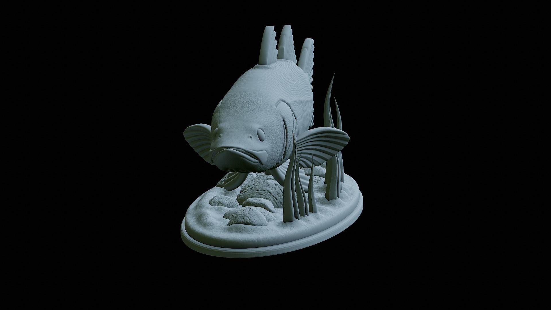 fish black snook statue underwater detailed texture 3D print model_26