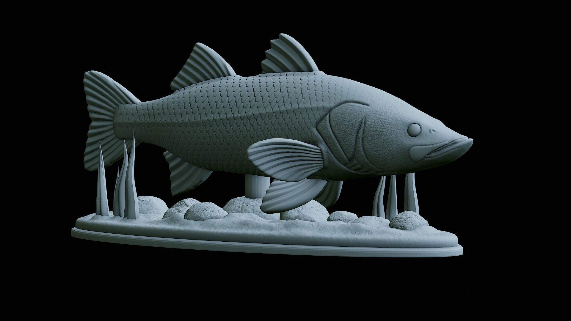 fish black snook statue underwater detailed texture 3D print model_29