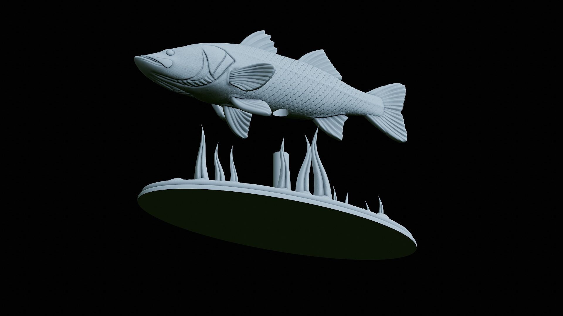fish black snook statue underwater detailed texture 3D print model_37