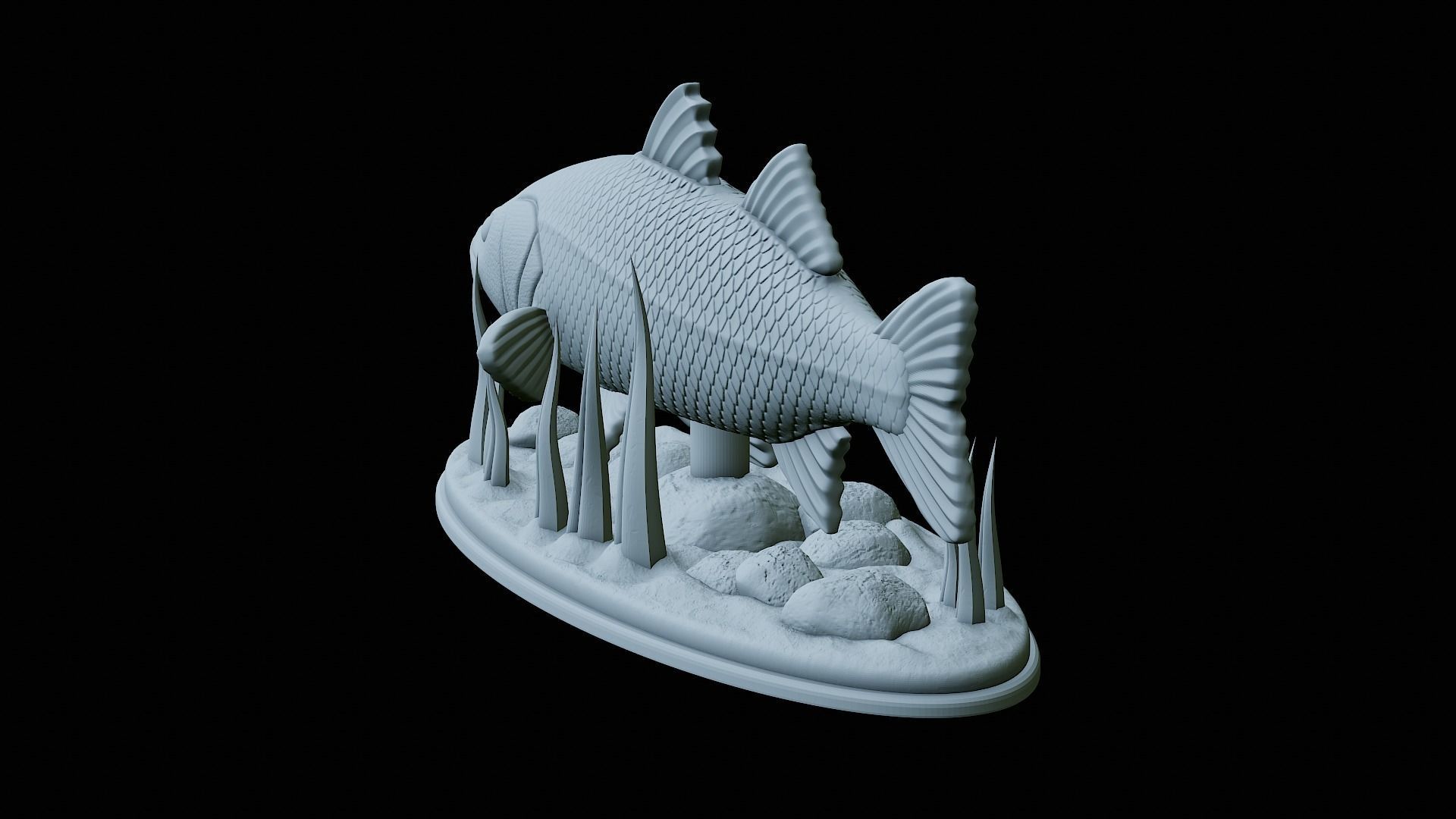 fish black snook statue underwater detailed texture 3D print model_33