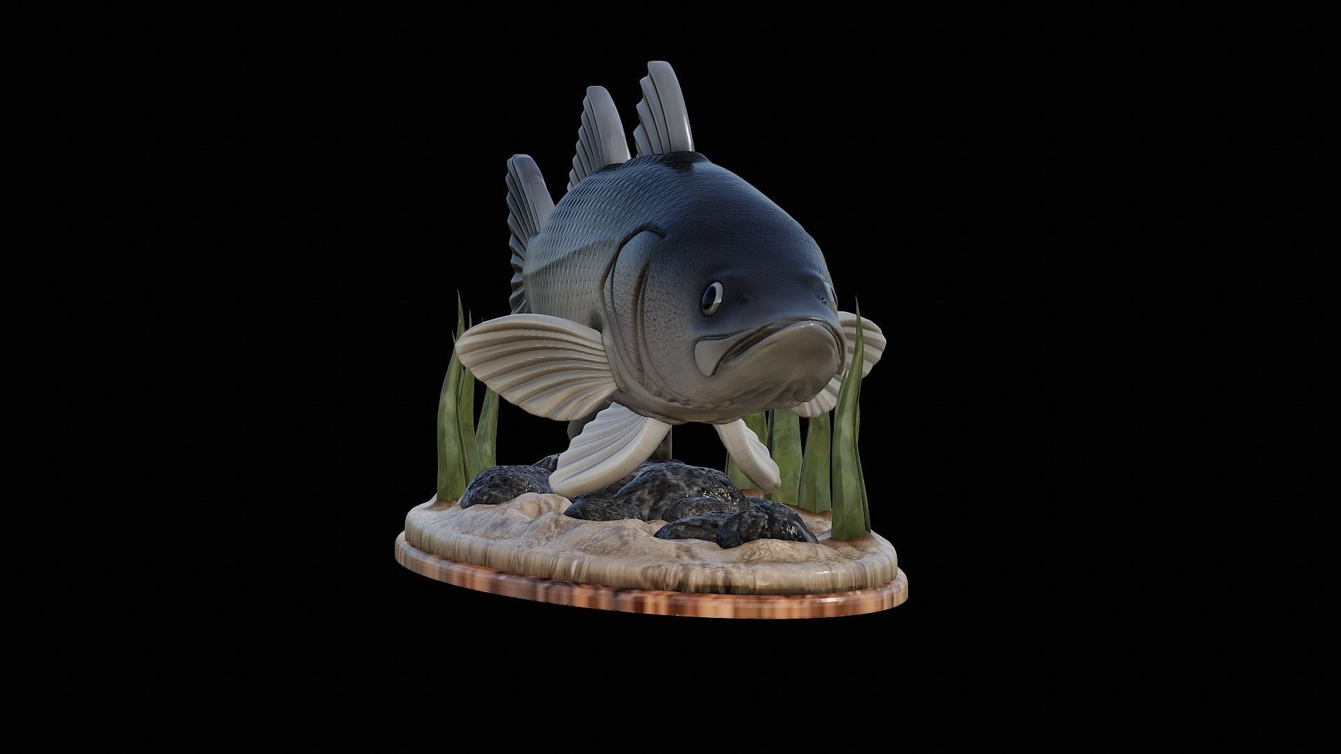 fish black snook statue underwater detailed texture 3D print model_44