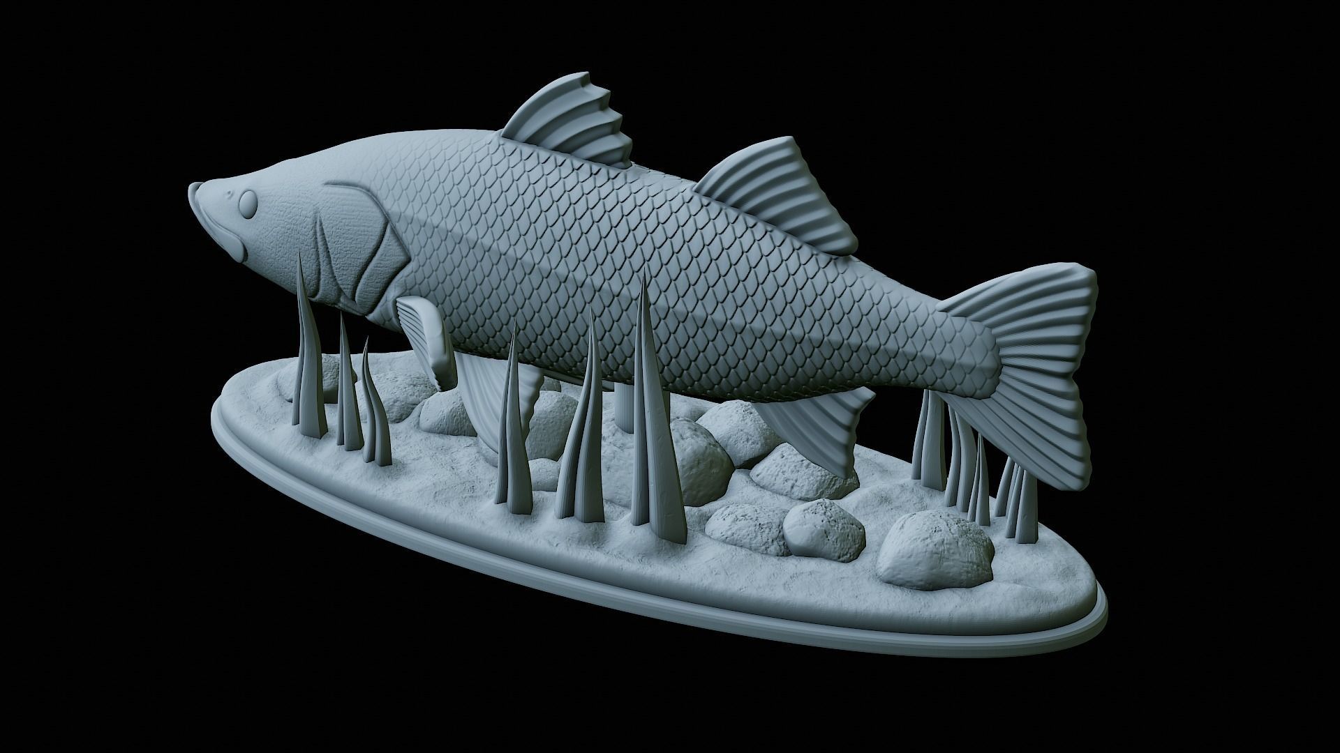 fish black snook statue underwater detailed texture 3D print model_35