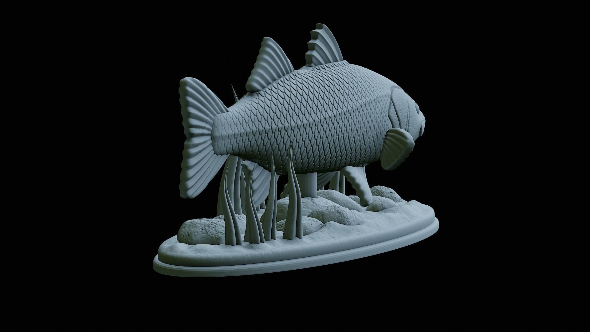fish black snook statue underwater detailed texture 3D print model_31