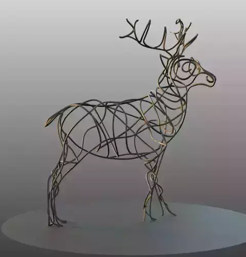 Deer sculture metallic