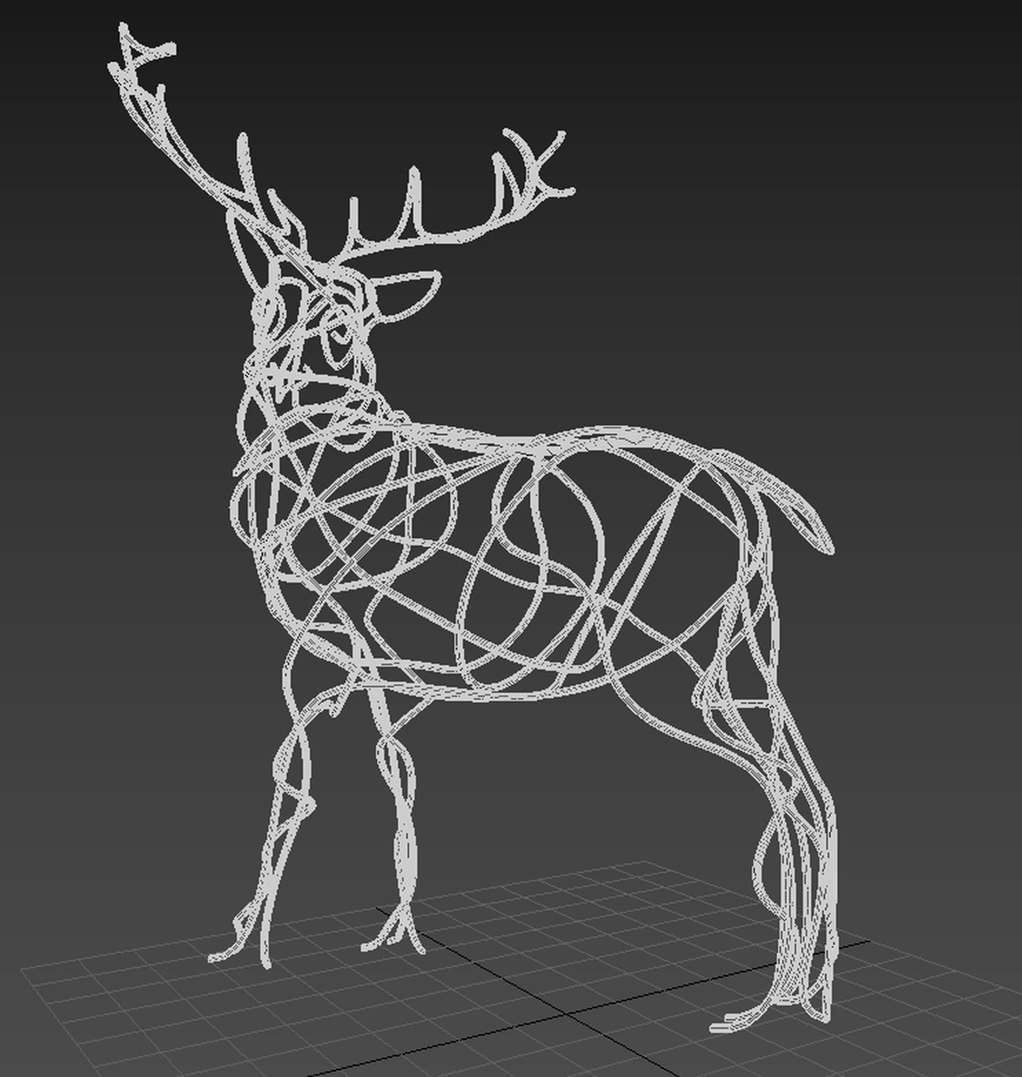 Deer sculture metallic 3D model_5