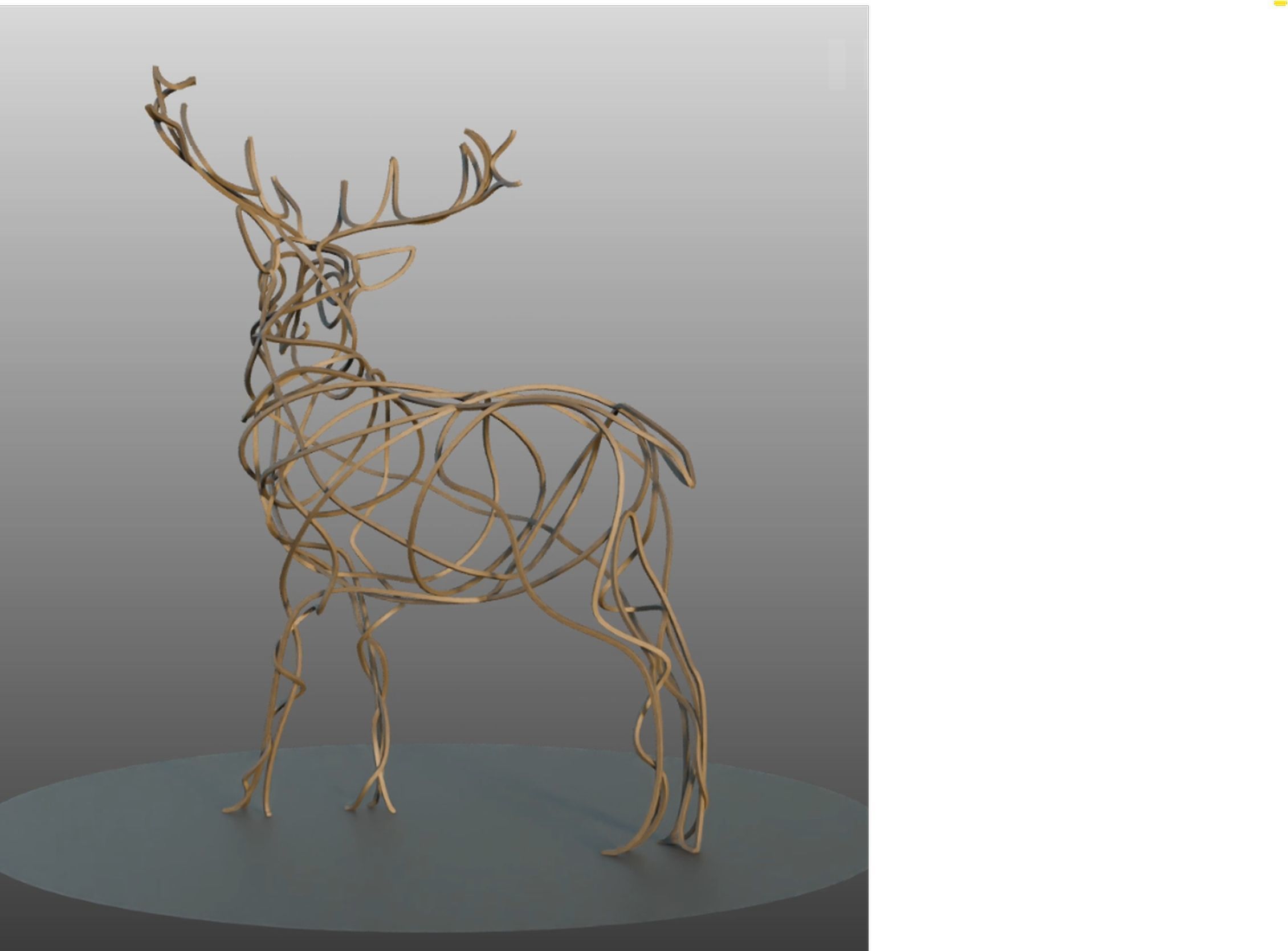 Deer sculture metallic 3D model_2