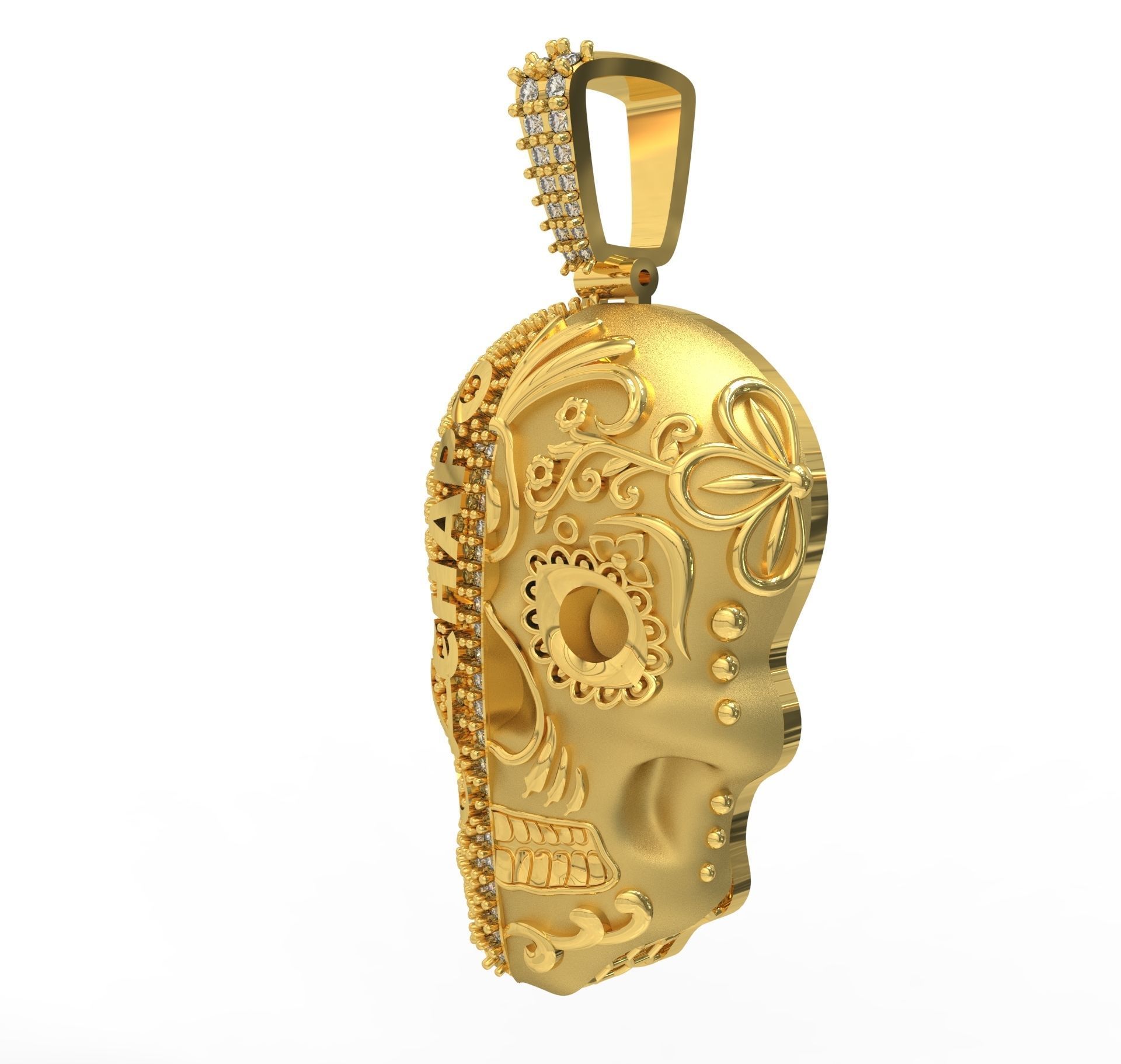 Skull Pendant face 3D model_1