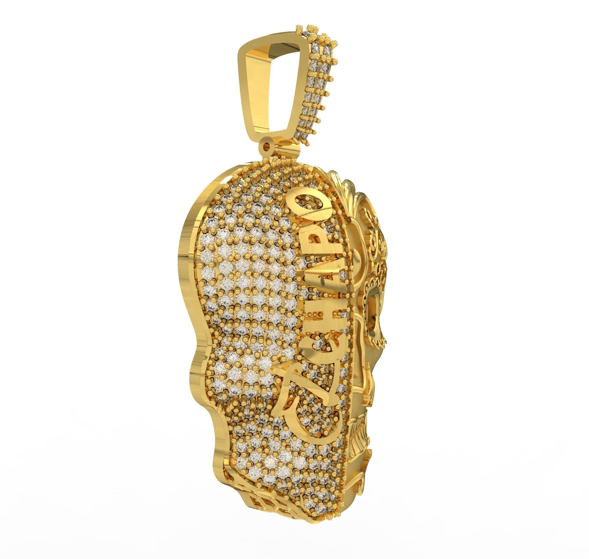 Skull Pendant face 3D model_2