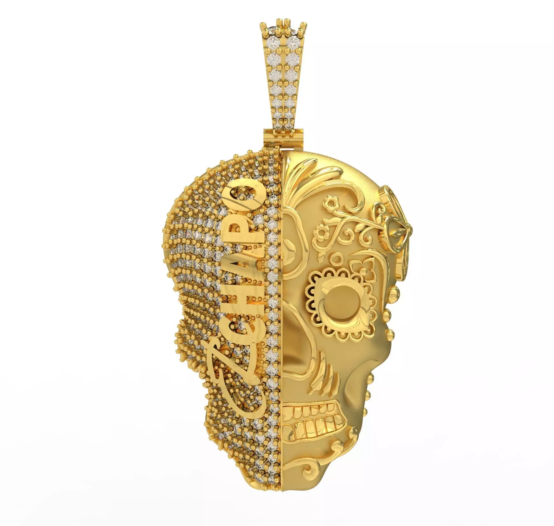 Skull Pendant face 3D model_0