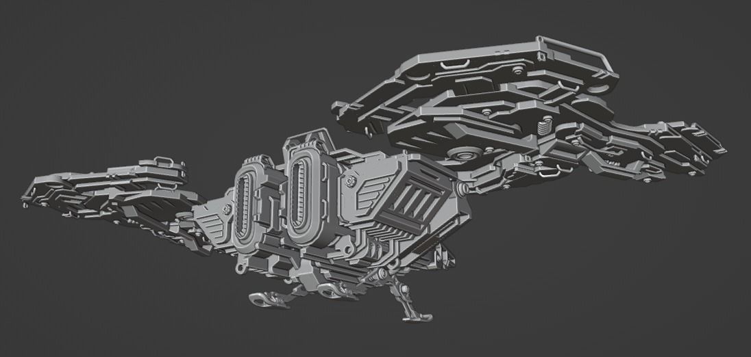 SpaceShip Low-poly 3D model_5