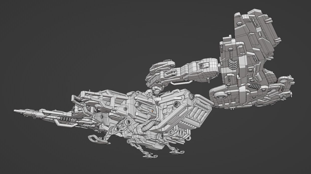 SpaceShip Low-poly 3D model_6