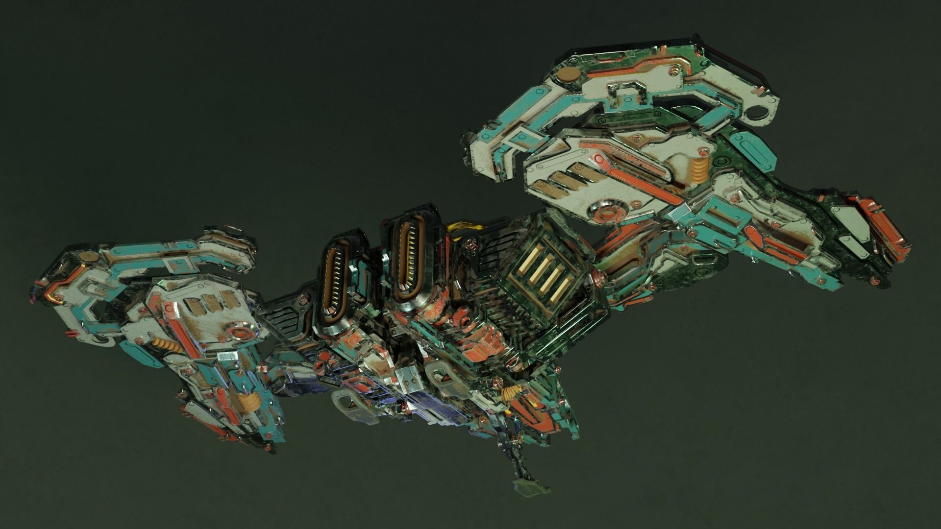 SpaceShip Low-poly 3D model_3