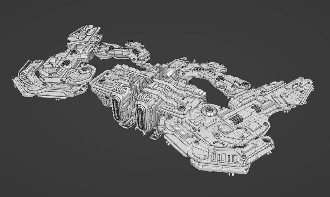 SpaceShip Low-poly 3D model_7