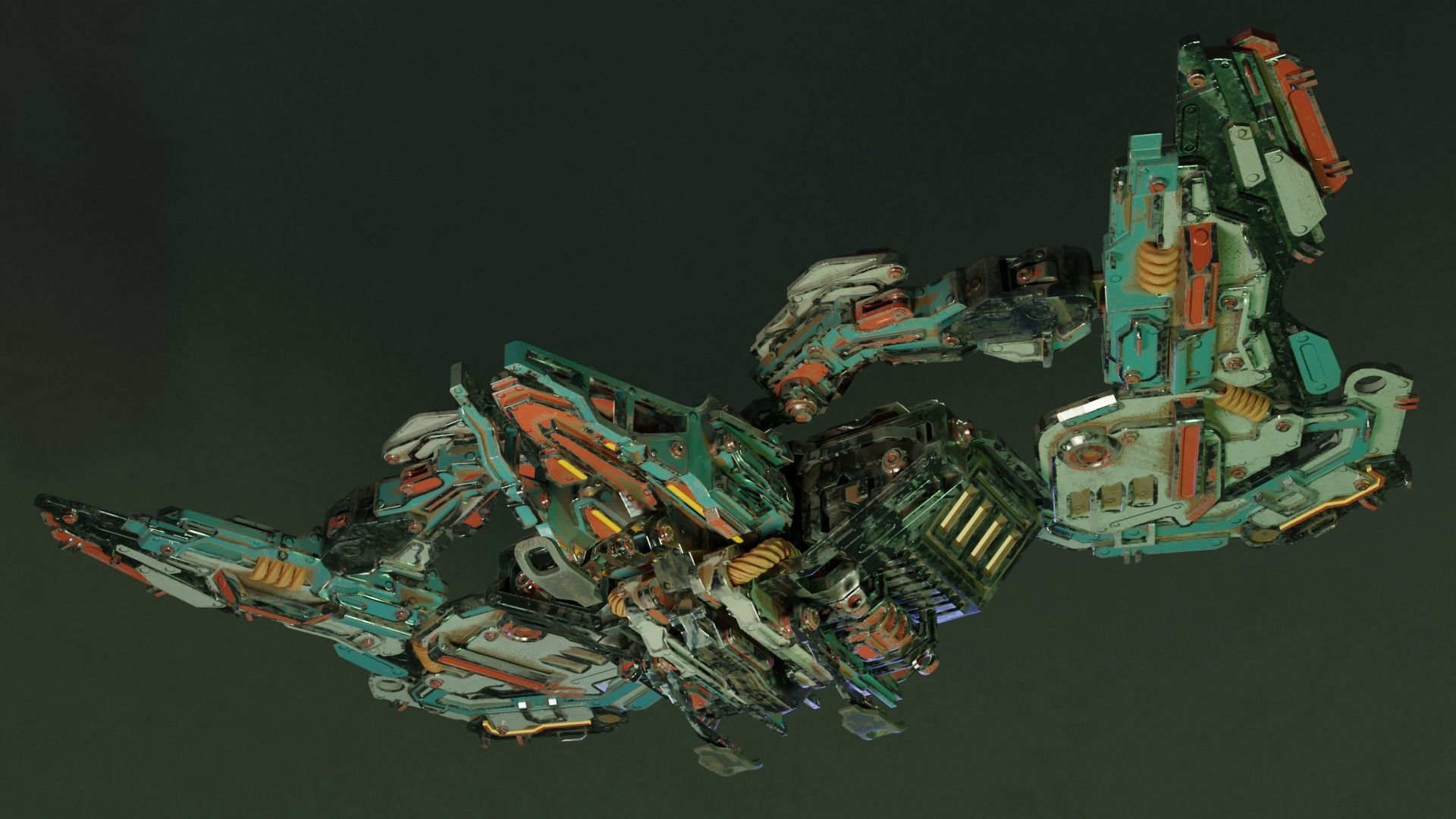 SpaceShip Low-poly 3D model_2