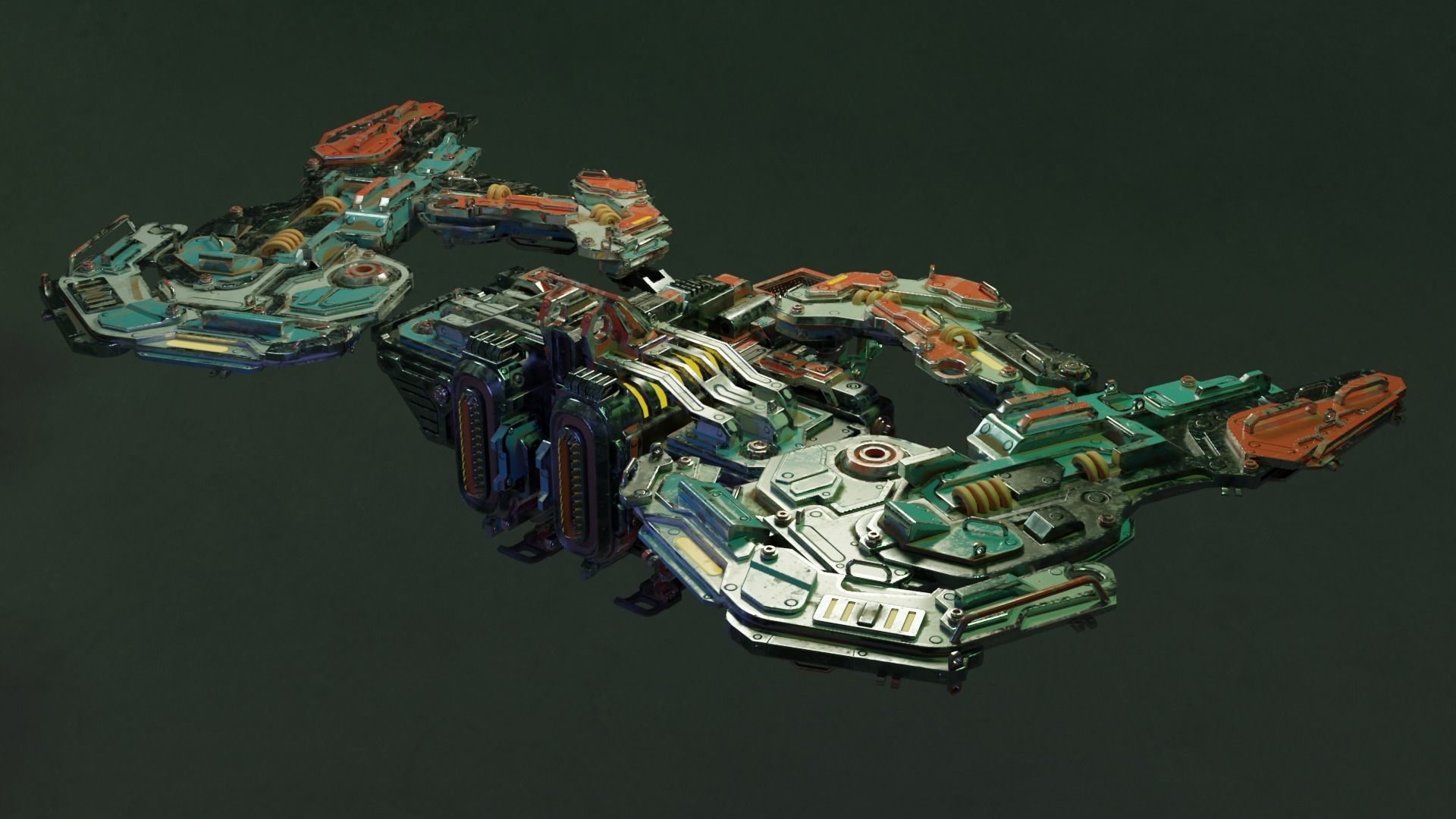 SpaceShip Low-poly 3D model_1