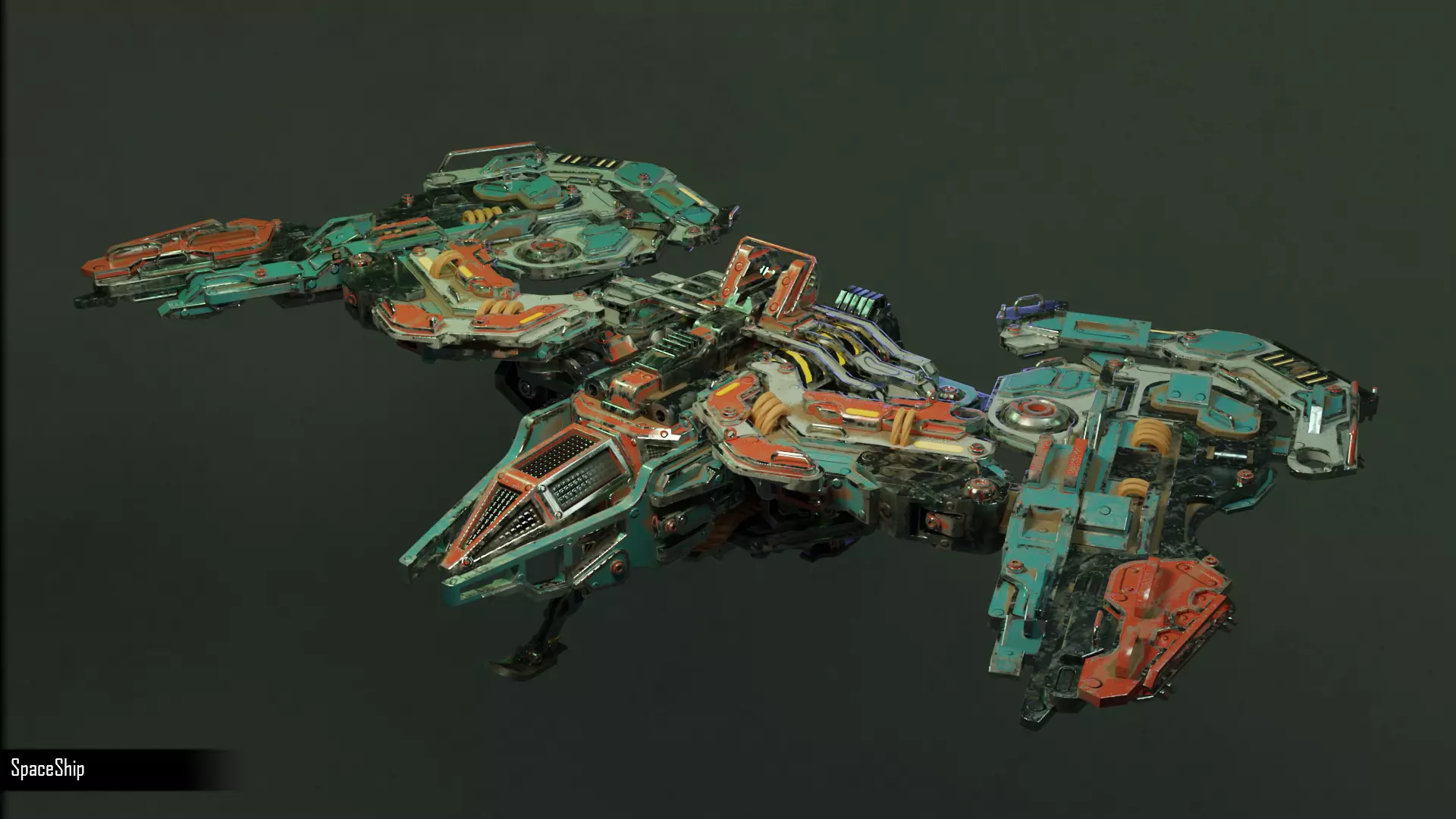 SpaceShip Low-poly 3D model_0
