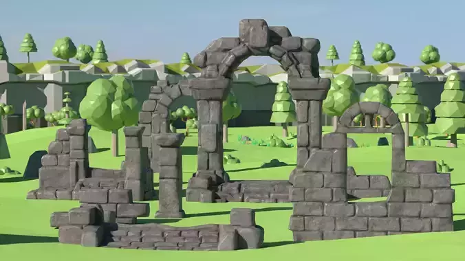Stylized Ruins Asset Pack  Low-poly 3D model