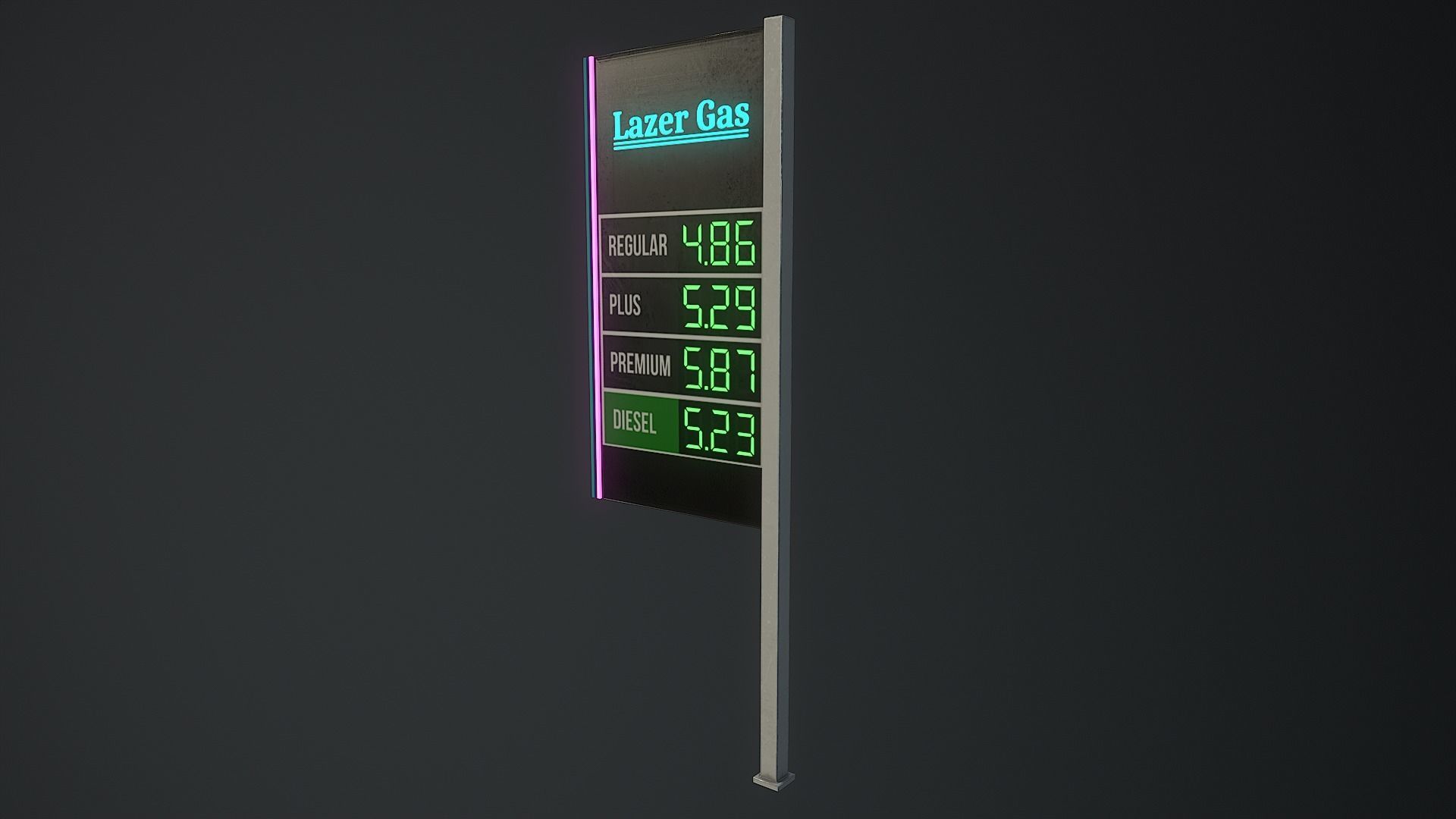 Low Poly 80s Gas Station Low-poly 3D model_14