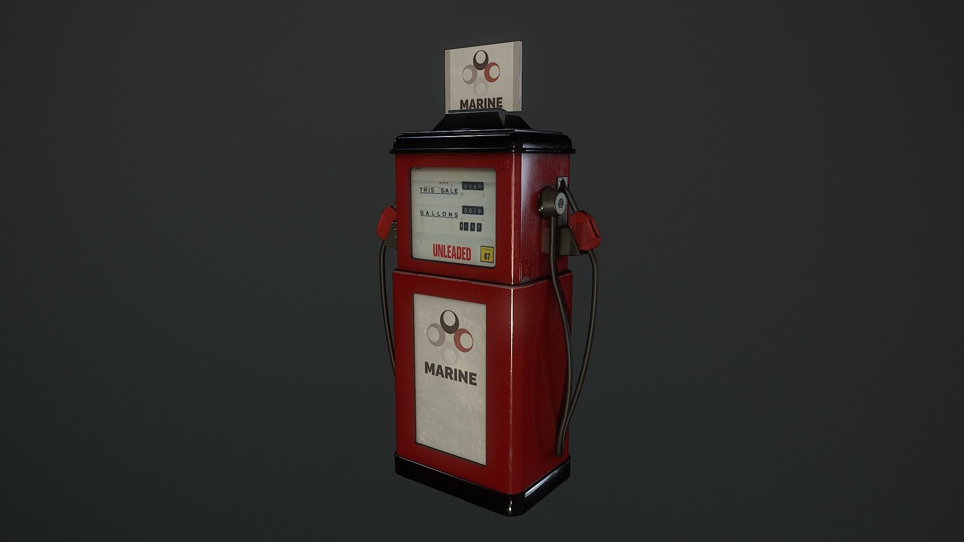 Low Poly 80s Gas Station Low-poly 3D model_22