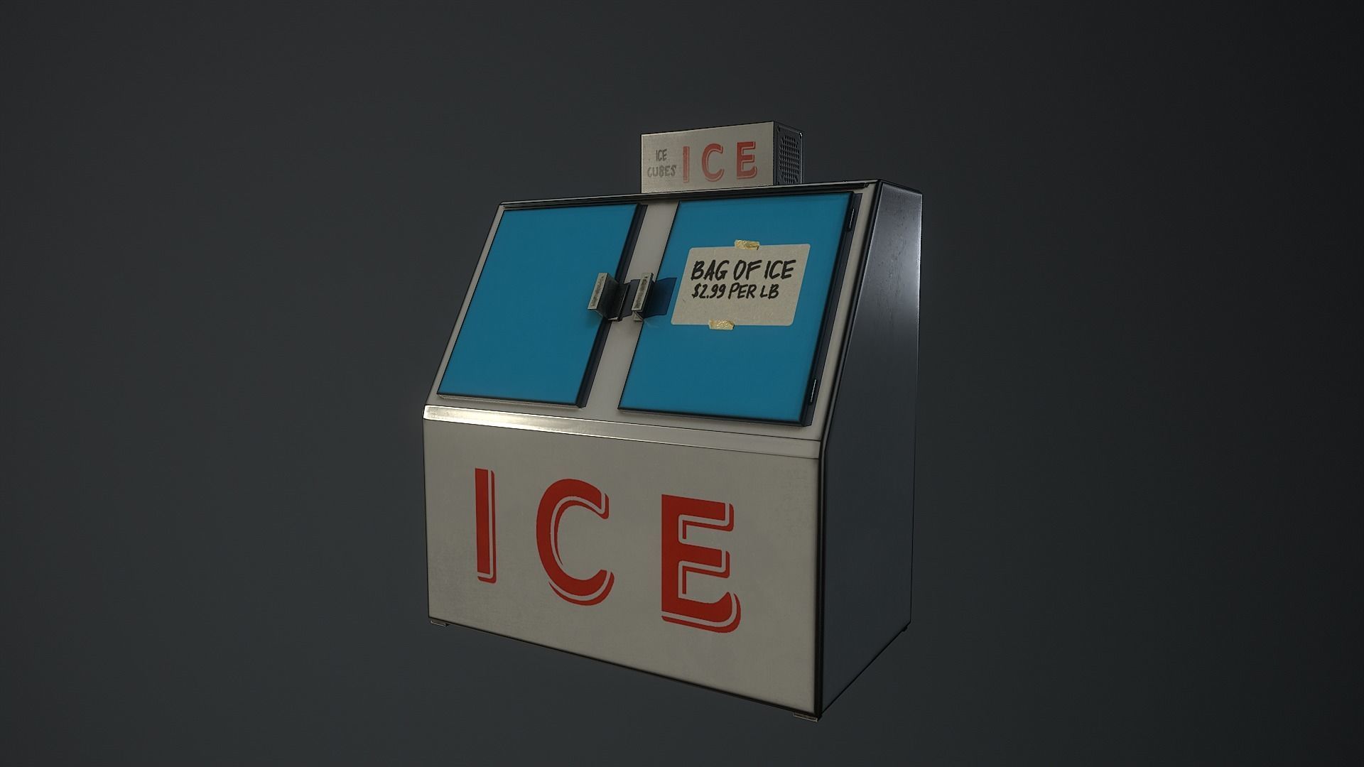 Low Poly 80s Gas Station Low-poly 3D model_16