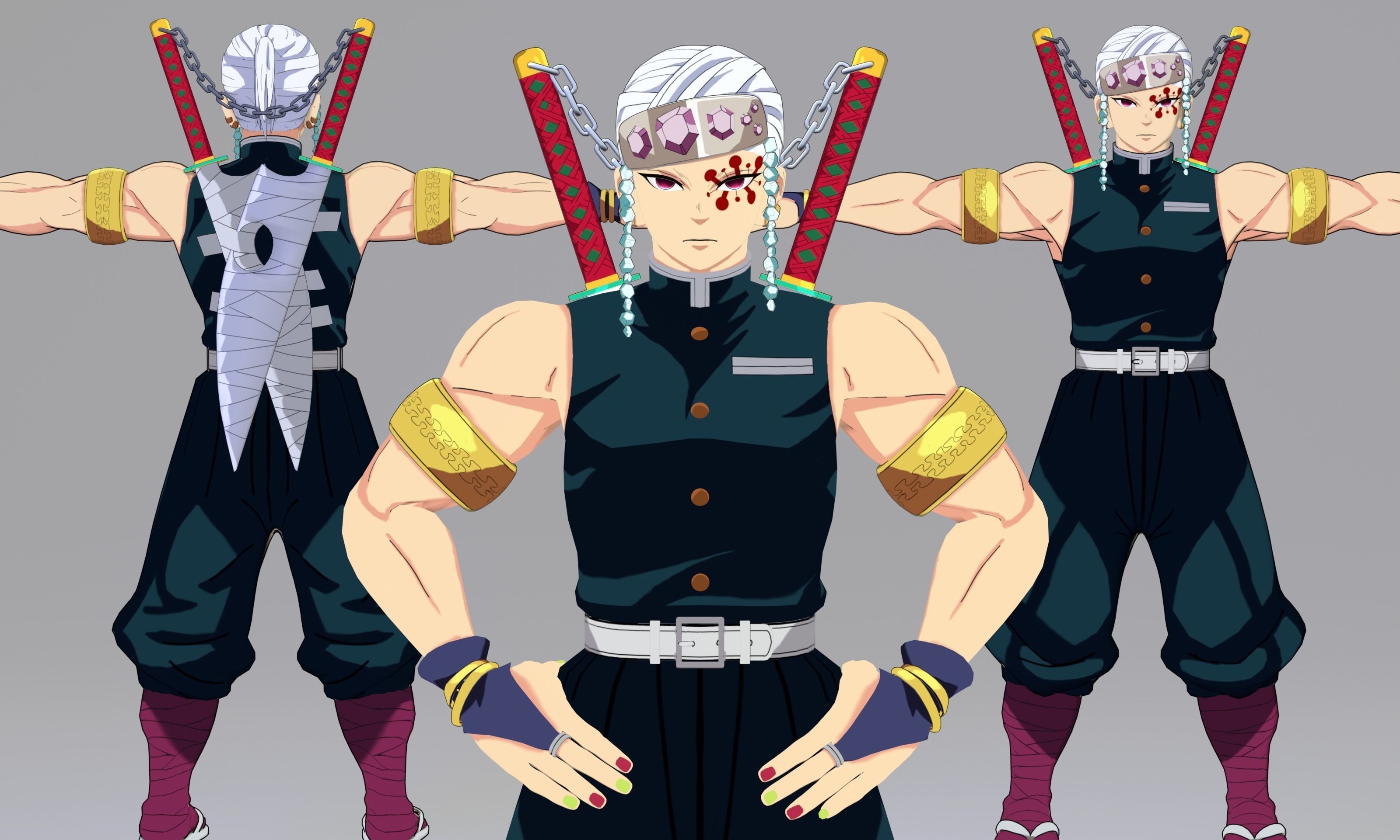 Tengen Uzui Hashira Vrchat and Vtuber 3D model_4