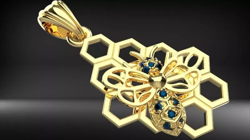 Honeycomb Bee Pendant Necklace Jewelry 3D print model