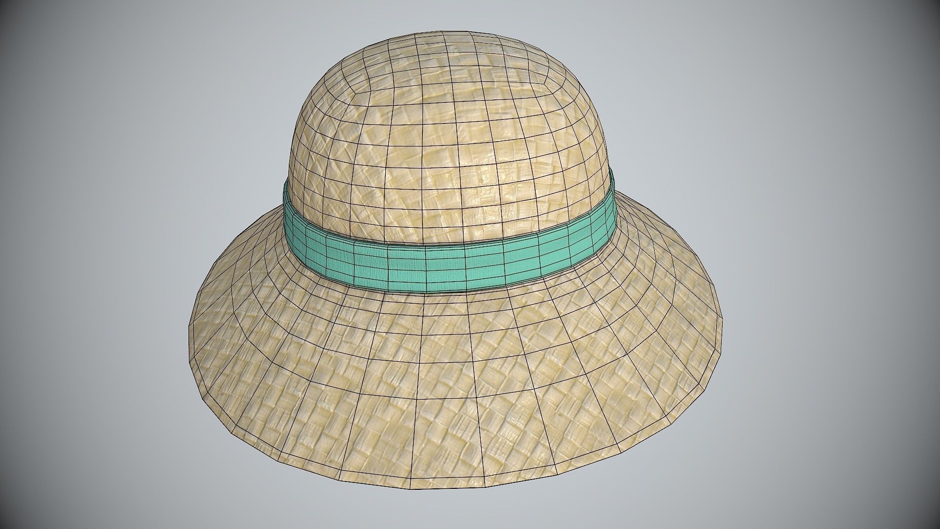 Straw sun hat Low-poly 3D model_6