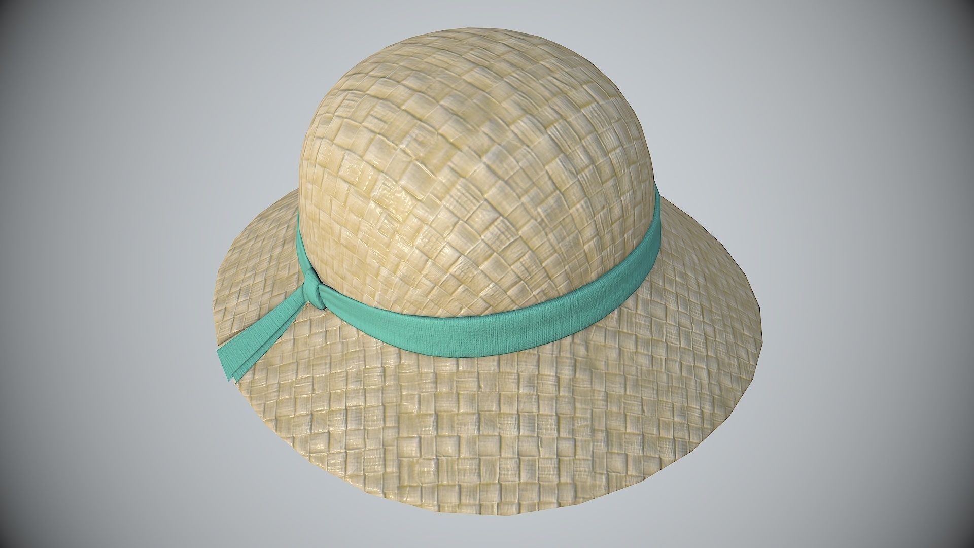 Straw sun hat Low-poly 3D model_4