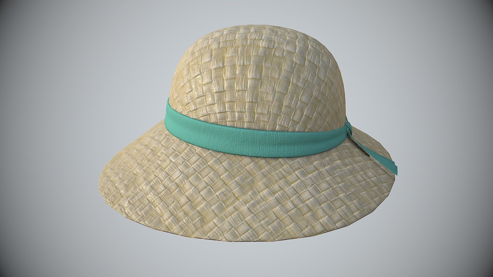 Straw sun hat Low-poly 3D model_8