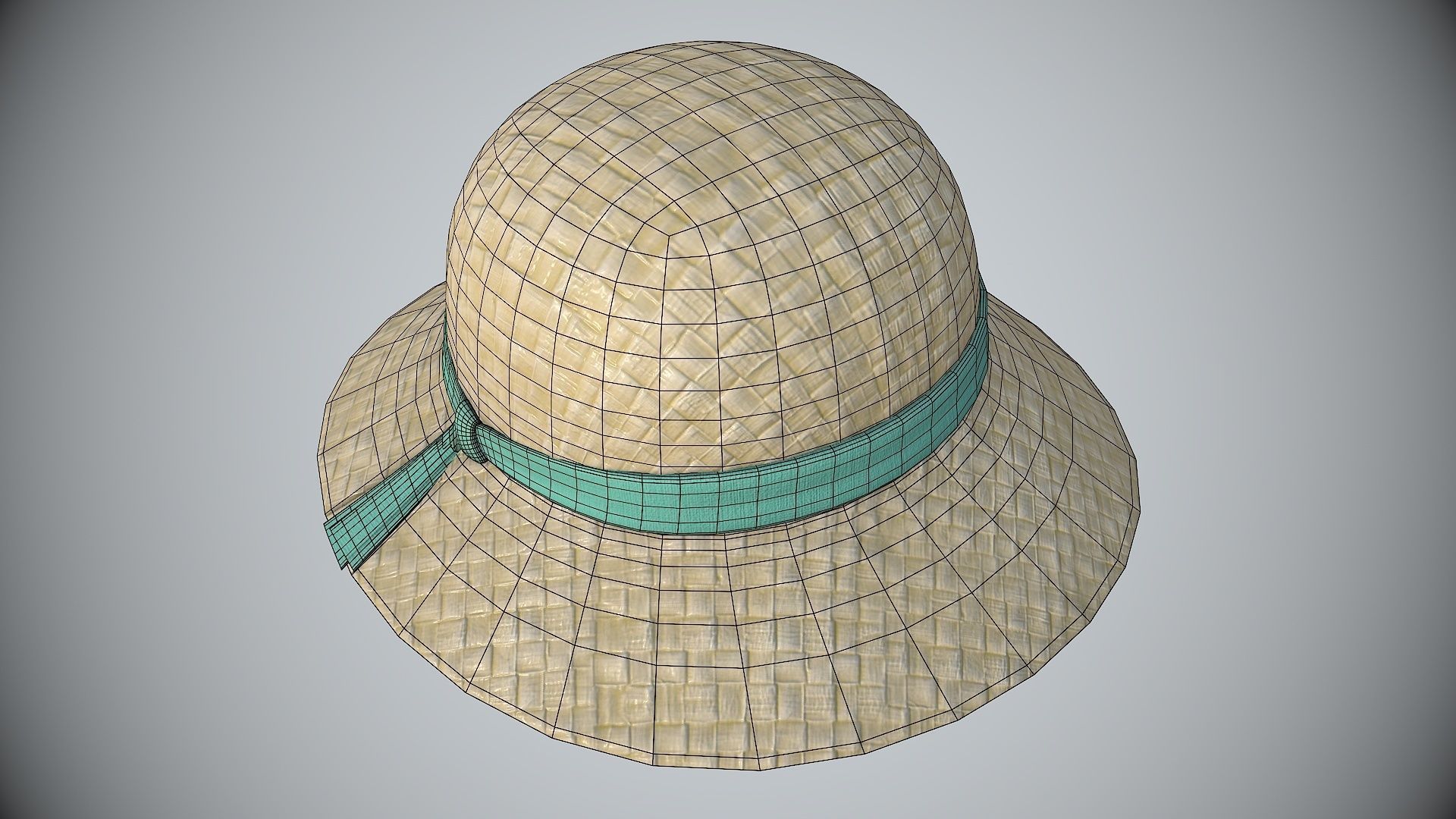 Straw sun hat Low-poly 3D model_3