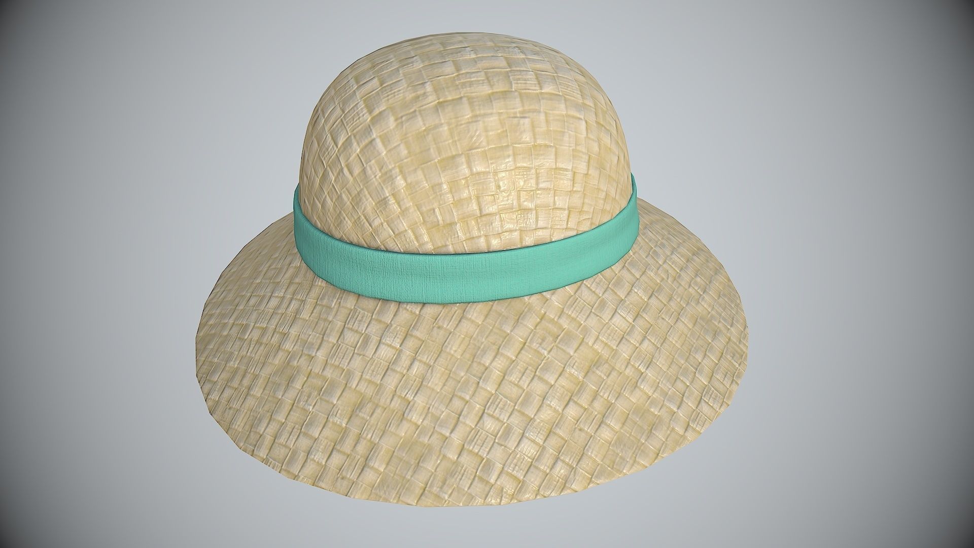 Straw sun hat Low-poly 3D model_7