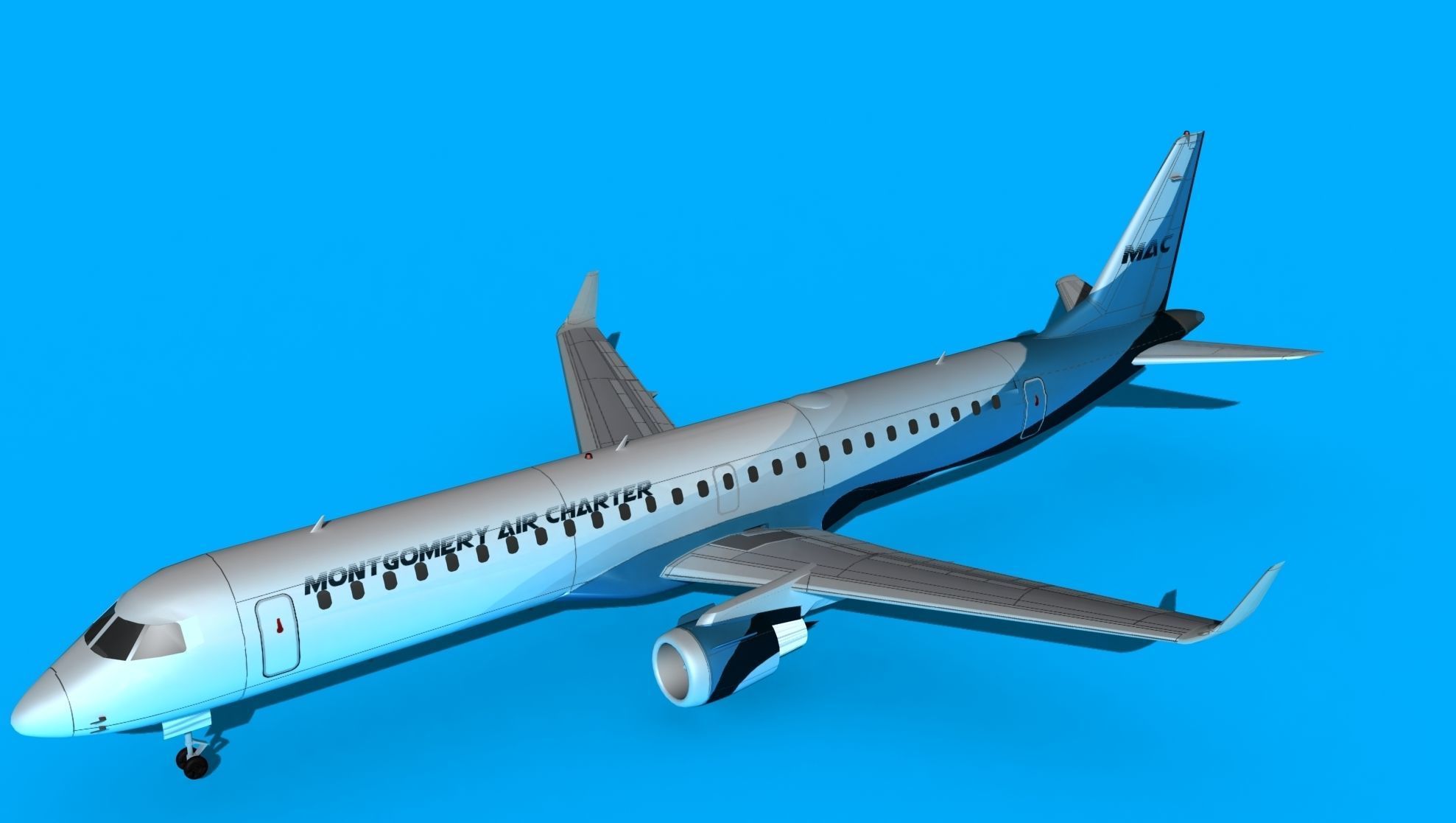 Embraer Emb-190 Montgomery Air Charter 3D model_10