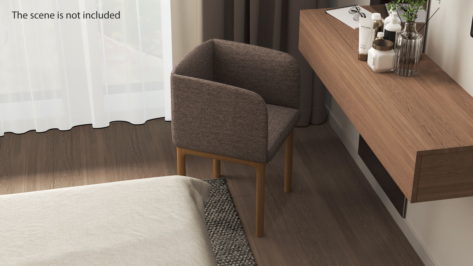 Fabric Chair with Wooden Legs for 3D Print 3D print model