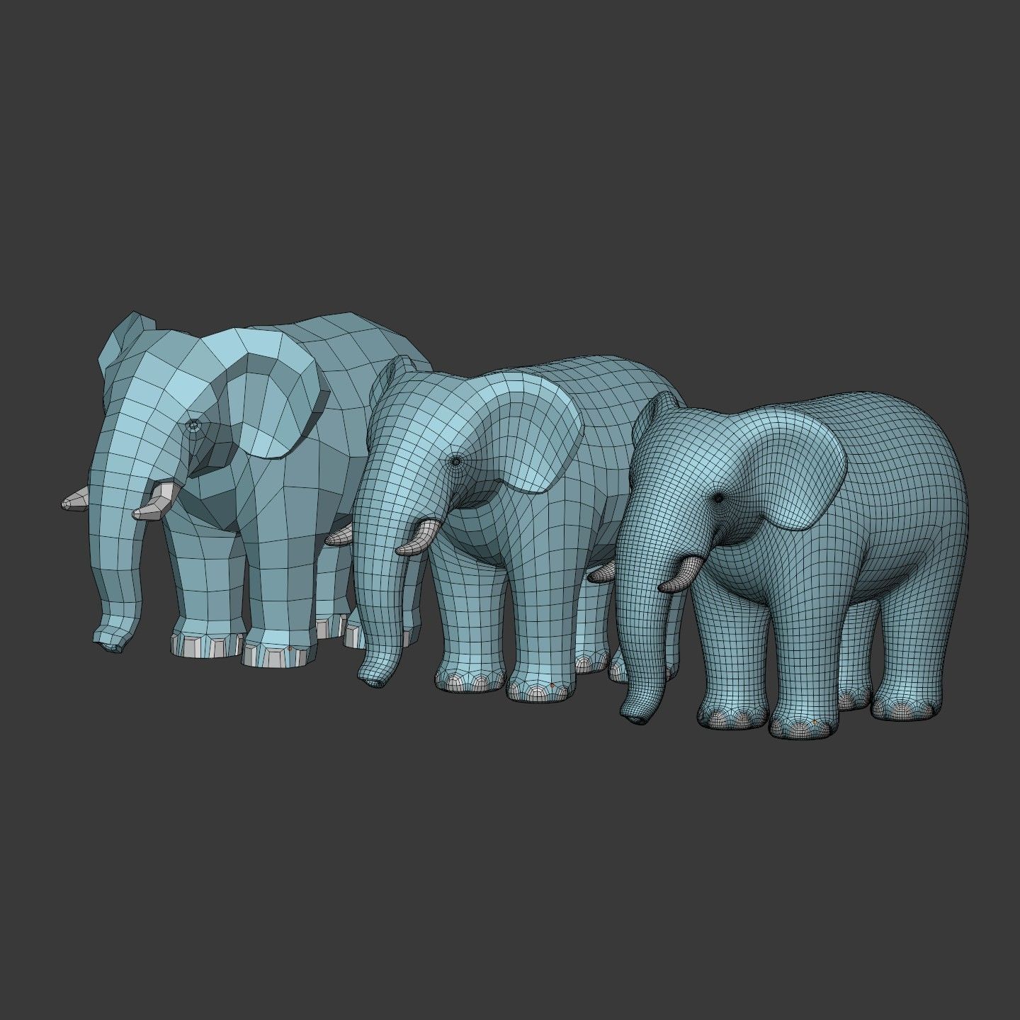 Cartoon Elephant Low-poly 3D model_21