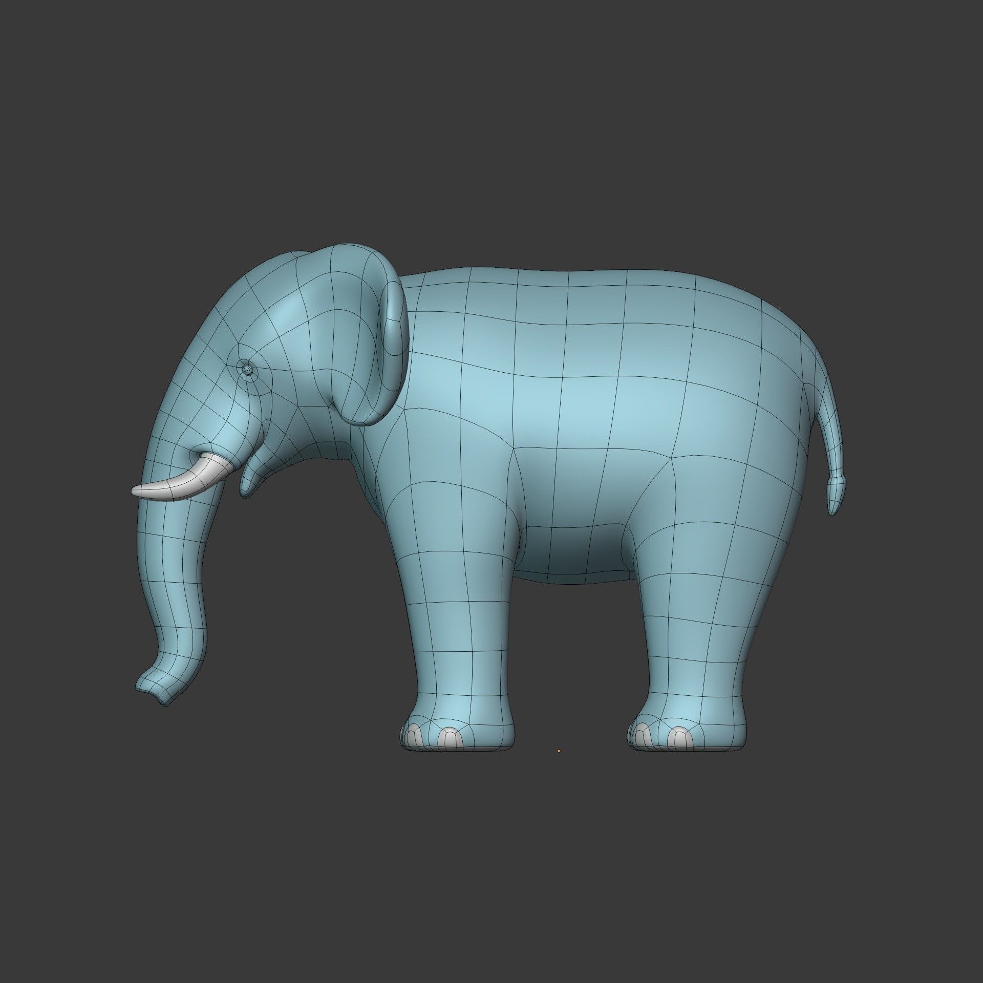 Cartoon Elephant Low-poly 3D model_7