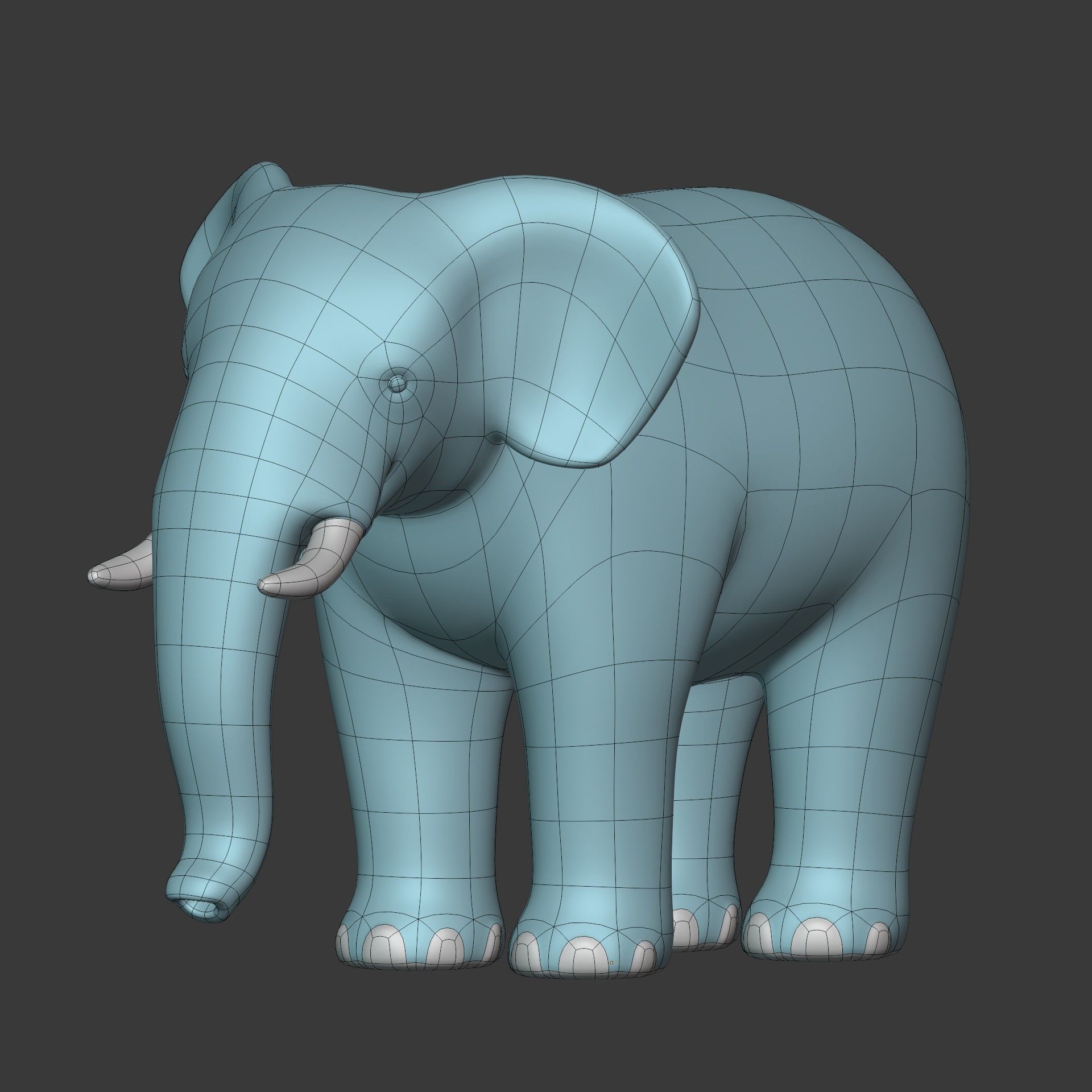 Cartoon Elephant Low-poly 3D model_9