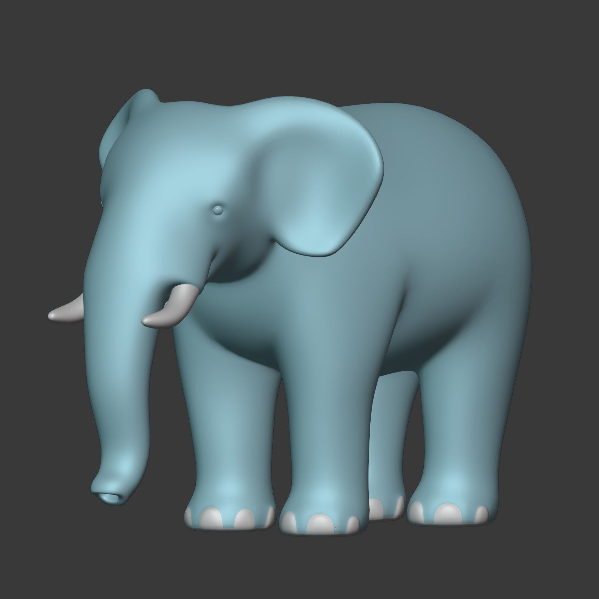 Cartoon Elephant Low-poly 3D model_8