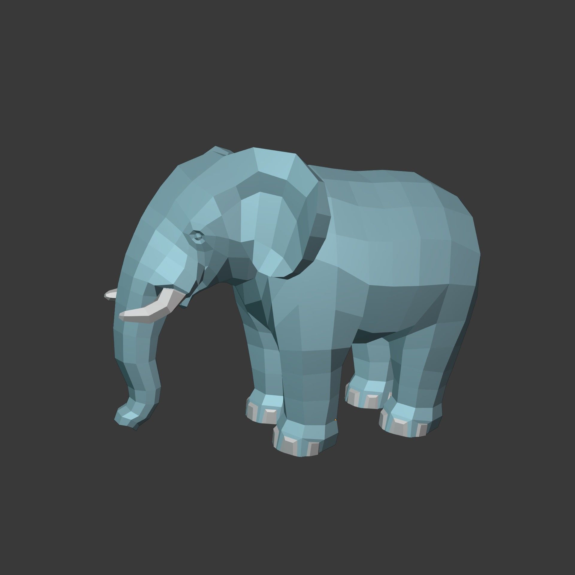 Cartoon Elephant Low-poly 3D model_2