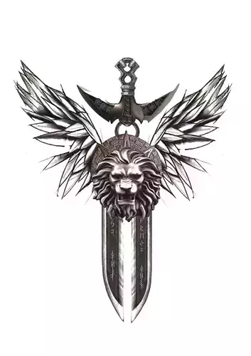 LION SWORD WING NECKLACE 